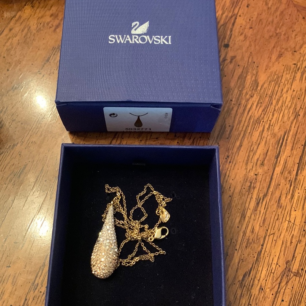 SWAROVSKI Abstract Tear Drop Pendant Gold